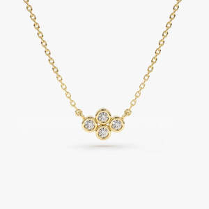 Collar con Clúster de Diamantes Cultivados en Laboratorio Petite Four Stone, 0.13 Ctw, Color G, Claridad SI, Oro de 14K, Delicado y Encantador, para Uso Diario - Product Image 1