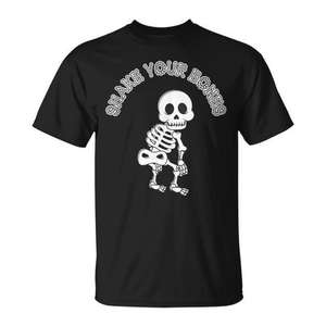 Débardeur graphique Danse des squelettes d'Halloween pour adultes, en coton à manches courtes et col rond, idéal pour les fêtes et événements promotionnels - Product Image 1
