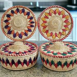 Best Selling Eco Friendly <b>Wicker</b> Moonj Grass Storage <b>Basket</b> <b>with</b> <b>Lid</b> Round Set of Moonj Grass <b>Baskets</b> for Home Organizations - Product Image 3