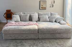 Sofá Reclinable Moderno de Terciopelo Afelpado, Sofá Seccional para Apartamento, Oficina en Casa, Embalaje al Vacío en Caja, Muebles para el Hogar - Product Image 4