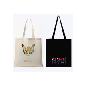 Cotton 100% Organic Gots Certificate Custom Logo Butterfly Printed Durable Adjustable Strap Cotton <b>Bag</b> Manufacturer From India - Product Image 1