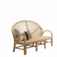 Banc en rotin pour l'extérieur, utilisation en salle à manger et à l'hôtel - Design minimaliste, confortable et durable, respectueux de l'environnement, utilisation dans le salon et au parc