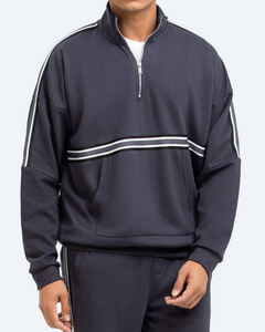 Chándal de ropa de calle de invierno para hombre de poliéster 100%, nuevo diseño, sudadera y pantalón con media cremallera de 2 piezas para clima frío - Product Image 6