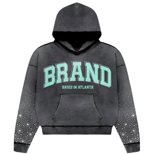 Sweat à Capuche Streetwear Vintage Unisexe avec Broderie Patch Strass Personnalisé Poids Lourd Impression Numérique Logo Homme Adapté à l'Hiver - Product Image 6