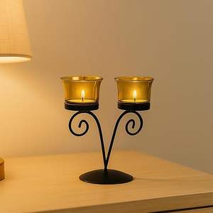 Meilleure vente, bougeoir en métal haut de gamme, design élégant à 2 bras, support de bougie pour Noël, Pâques, anniversaire - Product Image 3