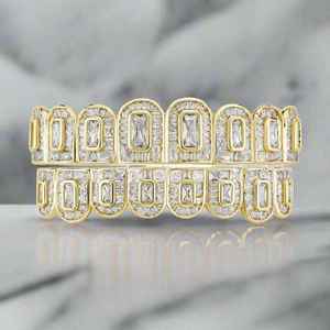 Grillz dentaires personnalisés en argent S925 plaqué rhodium, sertis de moissanite VVS taille brillant rond, test diamant positif, bijoux hip-hop pour hommes - Product Image 1