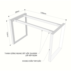 ขาโต๊ะเหล็กทรงสามเหลี่ยมแบบอุตสาหกรรม รับน้ำหนักมาก สำหรับโต๊ะขนาด 120x60 ซม. รุ่น HCTG002 ระบบคอนเซ็ปต์ - Product Image 4