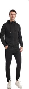 Ensemble de survêtement pour homme à capuche, hiver, 2 en 1, fermeture éclair, uni, 100% coton, grande taille, séchage rapide, respirant, fabriqué au Pakistan - Product Image 4