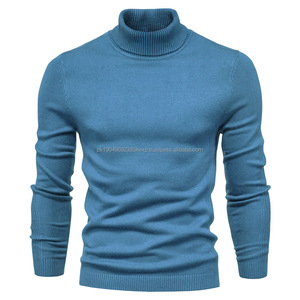 Nouveau hiver col roulé épais hommes chandails décontracté col roulé couleur unie qualité chaud mince col roulé chandails pull hommes - Product Image 3