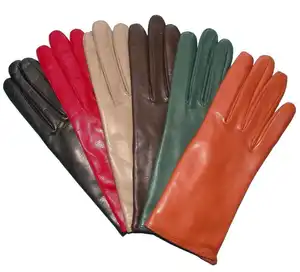 Sarung tangan kulit domba hangat untuk wanita, sarung tangan musim dingin kulit asli antigores modis desain baru