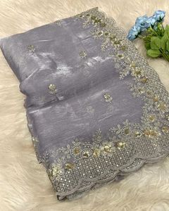 Vêtements ethniques de créateur de qualité supérieure BRODERIE Sari en soie Dernier saree exclusif pour chic Look ethnique Tenue de soirée Mariage Dernier - Product Image 3