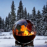 Foyer extérieur rond en acier sur mesure, sphère métallique en acier, globe terrestre, boule de feu