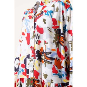 Robe décontractée à demi-boutonnées à motifs mélangés en viscose grise - Product Image 1