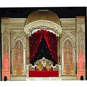 Décoration de scène à thème moghol Décoration de scènes de mariage traditionnelles indiennes Décoration de scènes musulmanes dorées Nikah en fibre Prix de gros - Product Image 1