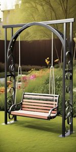 Columpio de hierro rústico con acabado natural perfecto para patios de granjas e interiores de casas tradicionales de uso diario - Product Image 4