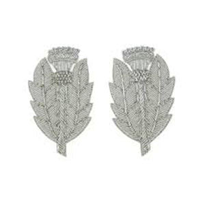 Écusson de col authentique pour les Gardes écossais, badge d'organisation, épaulette, tissu brodé, col rouge, feuille d'argent - Product Image 1