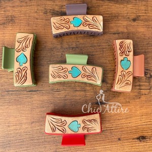 New Arrival Hot Selling Western Stylish Handmade Tooled Engraved Leather Hair <b>Claw</b> <b>Clips</b> Leather <b>Claw</b> Hair Accessories for Women - Product Image 1