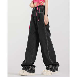 Nouveau jean pour homme, tendance, uni, ample, droit, délavé, baggy, décontracté, personnalisé, jean en denim délavé - Product Image 4