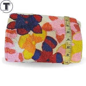 Sac à perles multicolores avec poignée, sac à main, sac à main décontracté, artisanat indien, fait à la main, sac baguette, - Product Image 3