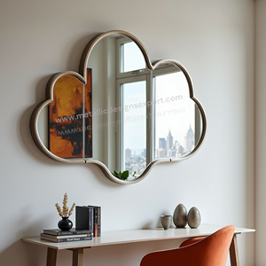Miroir mural moderne en forme de nuage avec cadre élégant Accent décoratif pour salon, chambre à coucher, bureau; intérieur élégant - Product Image 4