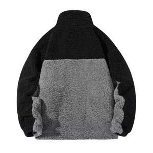 Veste d'hiver en sherpa à manches longues et fermeture éclair de couleur unie personnalisée, veste en polaire, veste de mode de rue - Product Image 3