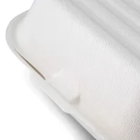 Boîtes d'emballage pour hamburgers en canne à sucre, biodégradables, adaptées aux aliments, carrées, blanches, 14,3x15x8,2 cm, pour usage quotidien - 500 pièces/carton