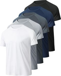 Camiseta Deportiva de Manga Corta con Cuello Redondo para Hombre, Corte Regular, Color Sólido, Tela de Lona de Spandex/Poliéster, Secado Rápido, Transpirable, Diseño Personalizable - Product Image 1