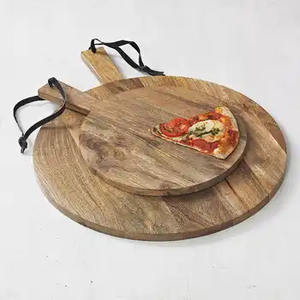 Planche à découper de pizza de plateau de service de pizza en bois rond de conception classique pour des outils de pizza de cuisine d'utilisation de restaurant et d'hôtel - Product Image 5