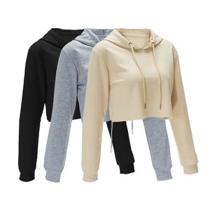 Nouveau style, sweat à capuche court décontracté en coton doux imprimé pour femme, qualité supérieure, meilleur prix, sweat à capuche court pour femme - Product Image 2