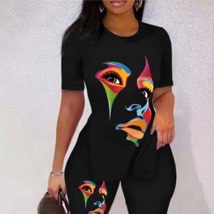 Ensemble deux pièces personnalisé pour femmes, t-shirt et short en polyester/coton respirant et imperméable, tenue décontractée d'été pour la rue - Product Image 5