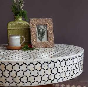 โต๊ะกาแฟฝังกระดูกหรูหราพร้อมตรงกลางหินอาเกตสุดหรู - Product Image 6