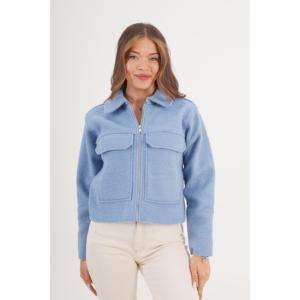 Chaqueta Azul con Patrón Bouclé al por Mayor para la Temporada de Otoño - Product Image 3