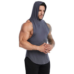 2024 Custom High Quality <b>Gym</b> Sleeveless Hoodie Tank Top Quick Dry Sports Running <b>Men</b> Fitness <b>Vest</b> - Product Image 5