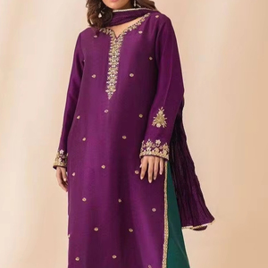 NUEVAMENTE DISEÑADOR INDIO/PAKISTANI BORDADO EN EL TRABAJO EN KURTA, PLAZO CON ESTILO CON VESTIDO DUPATTA para fiesta/boda = 2024 - Product Image 1
