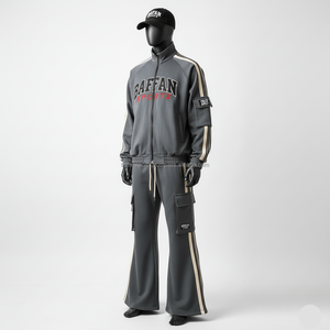 Chándal de hombre de alta calidad 320 GSM, tela de lana suave con Panel de rayas laterales, chándal de hombre bordado con logotipo personalizado Atlético - Product Image 3