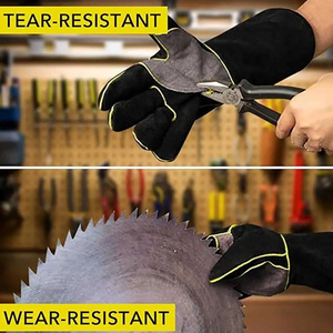 ถุงมือเชื่อมหนังถุงมือป้องกันงานเชื่อมโลหะขนแกะ - Product Image 4