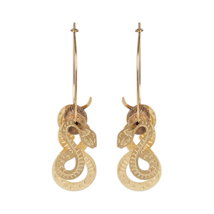 CUCOCUCA YXQ E343 Pendientes Colgantes Clásicos para Mujer, Acero Inoxidable, Acabado Dorado Cepillado, Diseño Delicado en Forma de Serpiente 3D - Product Image 1