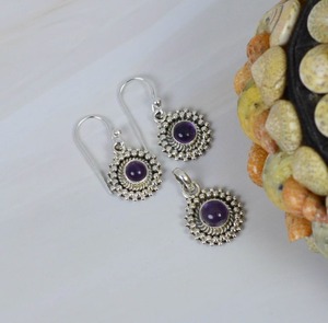 Purple <b>Amethyst</b> 925 Sterling Silver <b>Pendant</b> Earring Set February Birthstone Jewelry with Rhodium Plating Designer Gift for Her - Product Image 4