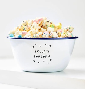 Cuenco de esmalte redondo recubierto de polvo de Metal e impreso, forma recta, para palomitas de maíz, salsa de fuego elevada, tazón de lavado para perros y Mascotas - Product Image 5