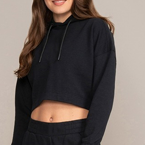 Sudadera Corta Deportiva de Algodón de Alta Calidad al por Mayor, Diseño Nuevo Personalizado, Sudadera Corta Holgada para Mujer - Product Image 4