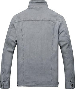 2025 hommes coupe ajustée coton Denim chemise élastique décontracté à manches longues avec Double poche en gros Jeans T-Shirts pas cher - Product Image 2
