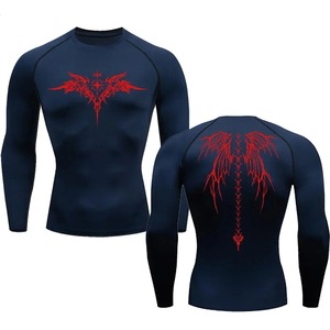 Camiseta de entrenamiento deportivo para hombre, camiseta de compresión estampada, camiseta transpirable de secado rápido, ropa deportiva de manga corta para ciclismo Jiu-jitsu - Product Image 3