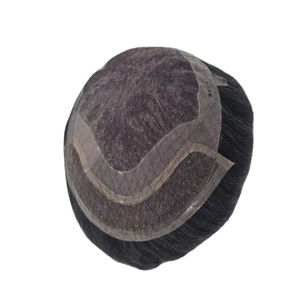 วิกผมผู้ชายแบบผูกเชือกด้านหน้า ทำจากผมแท้ชนิดอินเดียเรมี่ ยี่ห้อ Taz Hair จากบังกลาเทศ แบบลอนลึก  แบบเส้นเดี่ยว  ผสมผมสีเทา 50% - Product Image 1