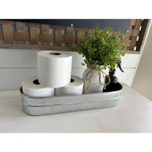 Porte-mouchoirs décoratif en métal galvanisé avec un look rustique unique et accessoire idéal pour ajouter du style fermier à votre salle de bain - Product Image 3
