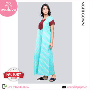 Optimum Quty 100% algodón Vestido de noche largo para mujer Bk Proveedor de venta ampliamente verde azul Color Logo Ropa de dormir Uso en el hogar Verano - Product Image 3