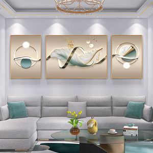 Impressions d'art abstrait de haute qualité en 3 panneaux, style Art déco, plumes, décorations murales modernes - Product Image 3