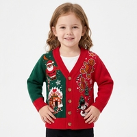 Cardigan de Noël familial FNJIA, tricot jacquard assorti motif Père Noël et pain d'épices, pour hommes, femmes et enfants, boutonné sur le devant, personnalisable, OEM, vente en gros