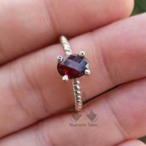 <b>Garnet</b> <b>Ring</b>, 925 Sterling Silver Handmade Oval Gemstone Boho Jewelry - Product Image 6