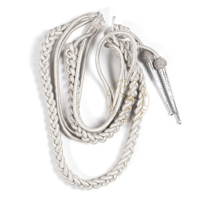 High Quality Ceremonial Silver Aiguillette Mylar with Silver Tags | Custom Color Aiguillette for Ceremonial Uniforms - Product Image 3