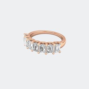 Anillo de media eternidad con diamantes de corte esmeralda de 1.40 quilates, oro de 14k, diamantes cultivados en laboratorio, color D, engaste de garras, banda de boda para mujer, pieza llamativa - Product Image 5